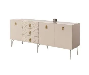 Комод 2.1м Bogemia Farfalle (Ваниль) (Lakobel/Золото) БМКМ-5(Fa)