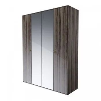 Шкаф 4-х дверный с зеркалом Римини (Орех империя/Золото) РМШ1/4