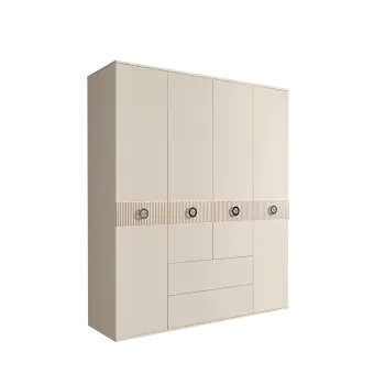 Шкаф 4-х дверный с ящиками, Bogemia Fillini (Слоновая кость/Хром) БМШ2/41(Fi)