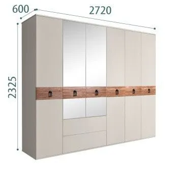 Шкаф 6-ти дверный с зеркалами, с ящиками, Bogemia Wood Fa (Шелк/Черный) БМШ1/61(Wo)