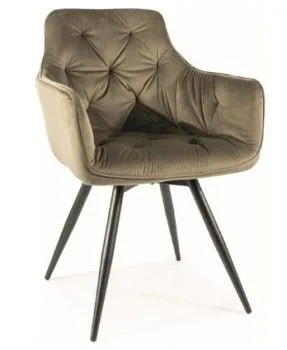 Стул кухонный SIGNAL MANGO Velvet Bluvel 77 (оливковый/черный)