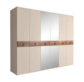 Шкаф 6-ти дв. с зеркалами Bogemia Wood Fa (Ваниль/Хром) БМШ1/6(Wo)