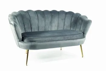 Диван SIGNAL CAMELLIA 2 Velvet Bluvel 14 (серый/золотой)