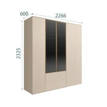 Шкаф 5-ти дв. с ящиками Bogemia Air (Ваниль/Золото) БМШ2/52(2)