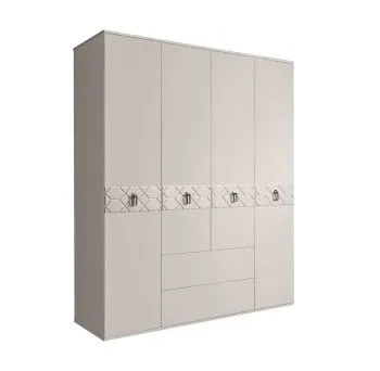 Шкаф 4-х дверный с ящиками, Bogemia Farfalle (Шелк/Хром) БМШ2/41(Fa)