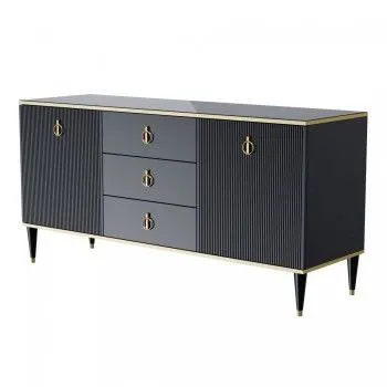 Комод для гостиной 1.6м Римини СОЛО (Черный/Золото) РМКМ-4(s)