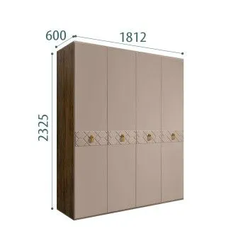 Шкаф 4-х дверный Bogemia Woodline Fa (Мокка/Золото) БМШ2/4