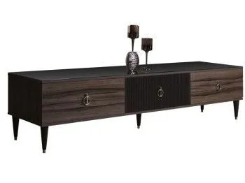 Тумба под телевизор 3 ящика Римини СОЛО (Орех империя/Серебро) РМТ-4(s)