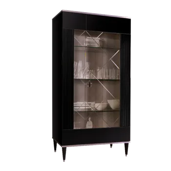 Витрина 2-ств. Римини СОЛО (Черный/Серебро) (Правая) РМВ2-2С(s)