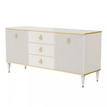 Комод для гостиной 1.6м Римини СОЛО (Слоновая кость/Золото) РМКМ-4(s)