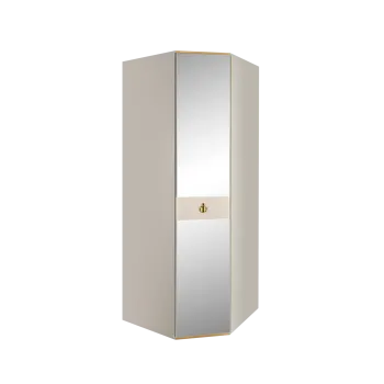 Шкаф угловой с зеркалом Римини СОЛО (Слоновая кость/Золото) РМШУ1/1(s)