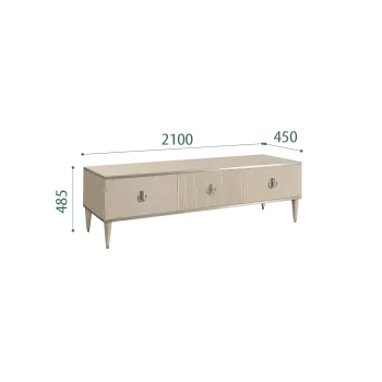 Тумба под телевизор 3 ящика Римини СОЛО (Ваниль/Серебро) РМТ-4(s)