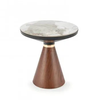 Стол журнальный Halmar GENESIS S (белый/ореховый/золотой)