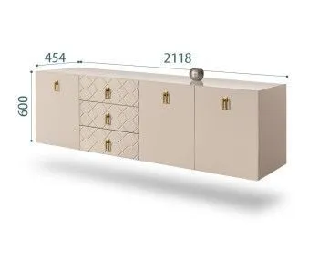 Комод 2.1м Bogemia Fly Farfalle (Ваниль) (Lakobel/Золото) БМКМ-5