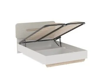 Кровать 1400 со светлой мягкой вставкой и подъемным механизмом, Аврора (1556*2063*1049) Дуб Мария/Кашемир