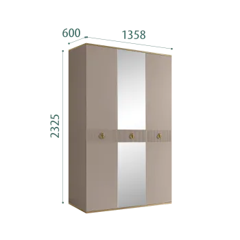 Шкаф 3-х дверный с зеркалом Римини СОЛО (Мокка/Золото) РМШ1/3(s)
