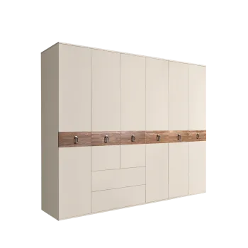 Шкаф 6-ти дверный с ящиками, Bogemia Wood Fa (Слоновая кость/Хром) БМШ2/61(Wo)