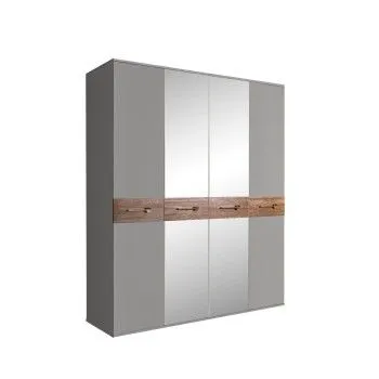 Шкаф 4-х дв. с зеркалами Bogemia Wood Wo (Серый/Золото) БМШ1/4(Wo)