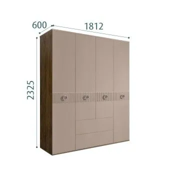 Шкаф 4-х дверный с ящиками Bogemia Woodline Fi (Мокка/Хром) БМШ2/41