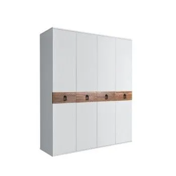 Шкаф 4-х дв. Bogemia Wood Fa (Белый/Черный) БМШ2/4(Wo)