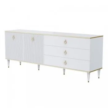 Комод для гостиной 2.1м Римини СОЛО (Белый/Золото) РМКМ-5(s)