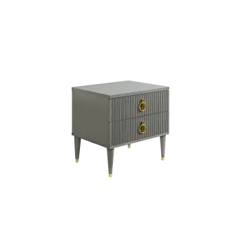 Тумба прикроватная 2 ящика Римини СОЛО (Серый/Золото) РМТП-2(s)