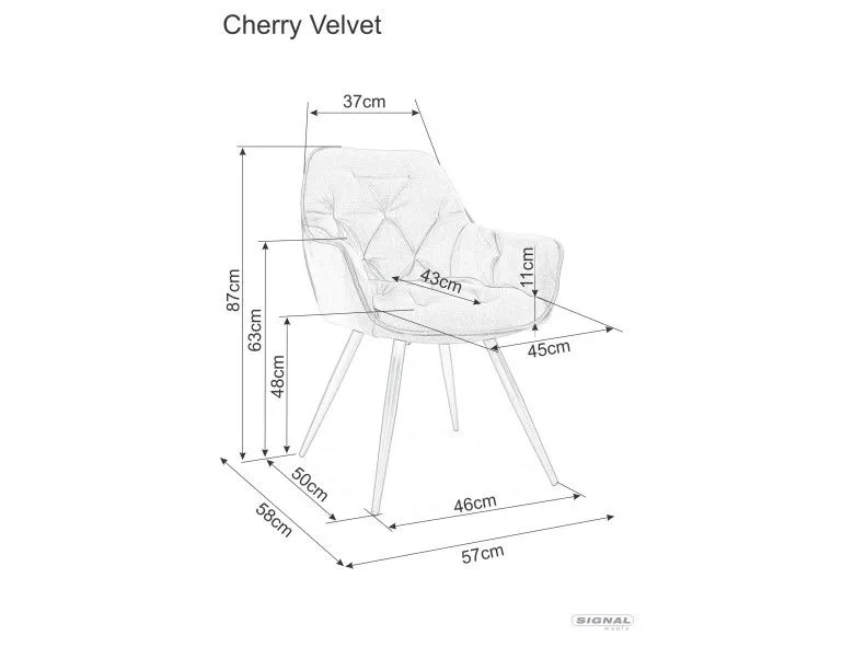 Стул кухонный Signal CHERRY Velvet (темно-синий/черный мат) | изображение 1