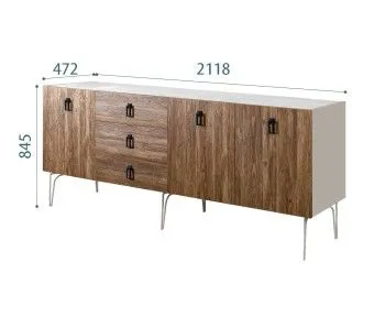 Комод 2.1м Bogemia Wood Fa (Шелк) (Novabuk/Черный) БМКМ-5(Wo)