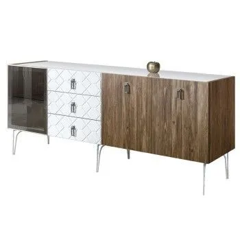 Комод 2.1м Bogemia Woodline Wood Fa (Белый) (Lakobel/Хром) БМКМ-5[4]