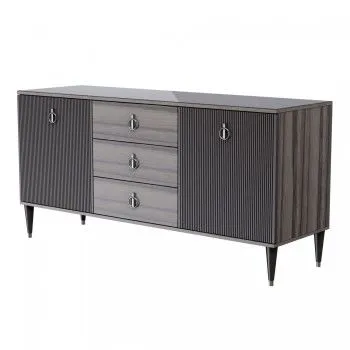 Комод для гостиной 1.6м Римини СОЛО (Орех империя/Серебро) РМКМ-4(s)