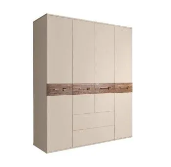 Шкаф 4-х дверный с ящиками, Bogemia Wood Wo (Ваниль/Золото) БМШ2/41(Wo)