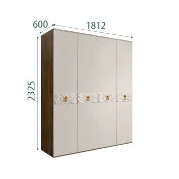 Шкаф 4-х дверный Bogemia Woodline Fa (Шелк/Золото) БМШ2/4