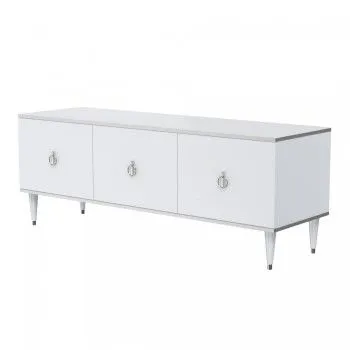 Тумба под телевизор (3 двери) Римини (Белый/Серебро) РМТ-2