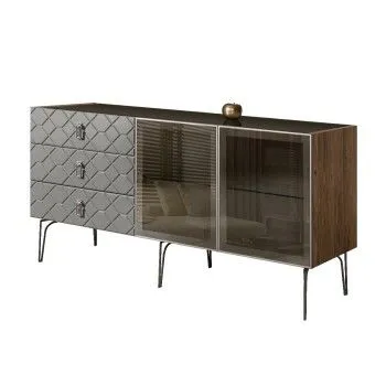 Комод 1.6м Bogemia Woodline Fa (Серый) (Lakobel/Хром) БМКМ-4[5]