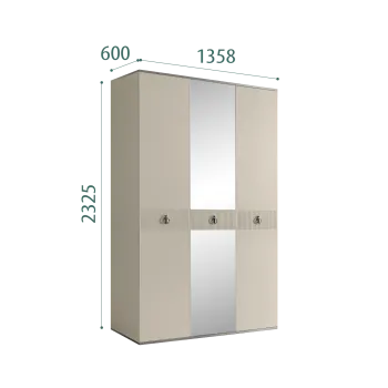 Шкаф 3-х дверный с зеркалом Римини СОЛО (Ваниль/Серебро) РМШ1/3(s) - Выставка м. Марьина роща