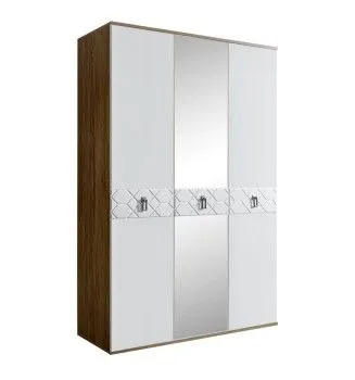 Шкаф 3-х дверный с зеркалом Bogemia Woodline Fa (Белый/Хром) БМШ1/3