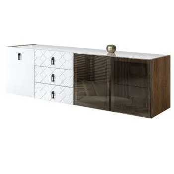 Комод 2.1м Bogemia Woodline Fly Fa (Белый) (Lakobel/Черный) БМКМ-5[5][10]