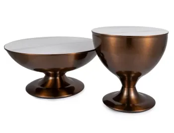 Комплект Signal SALSA, 2 стола журнальных (эффект белого мрамора/медный)