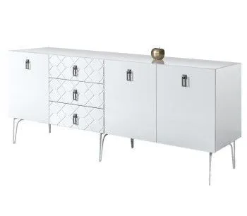 Комод 2.1м Bogemia Farfalle (Белый) (Lakobel/Хром) БМКМ-5(Fa)