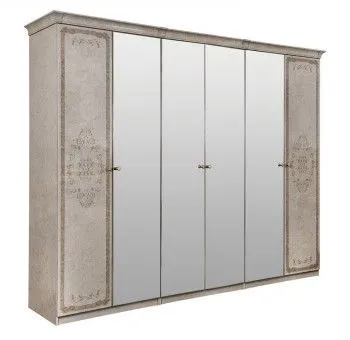 Шкаф Патрисия 6-дверный (2+2+2) с зеркалом крем корень глянец