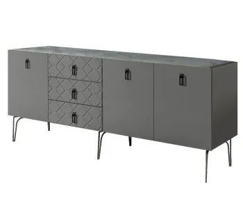 Комод 2.1м Bogemia Farfalle (Серый) (Novabuk/Черный) БМКМ-5(Fa)