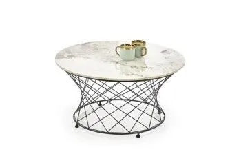 Стол журнальный Halmar ALESSIA (бежевый мрамор/черный)