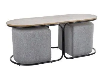 Комплект Signal DUAL, стол журнальный + 2 пуфа (дуб артизан/черный/серый)