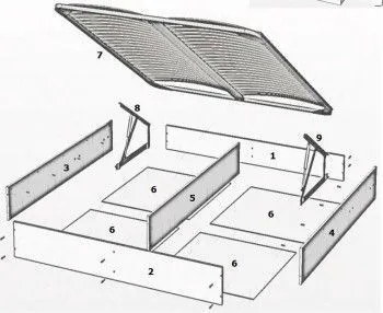 Ящик с подъемным механизмом Замира 160x200 см белый