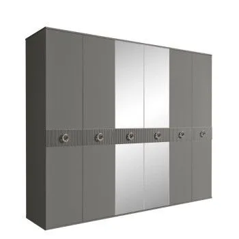 Шкаф 6-ти дв. с зеркалами Bogemia Fillini (Серый/Хром) БМШ1/6(Fi)