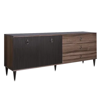 Комод для гостиной 2.1м Римини СОЛО (Орех империя/Серебро) РМКМ-5(s)