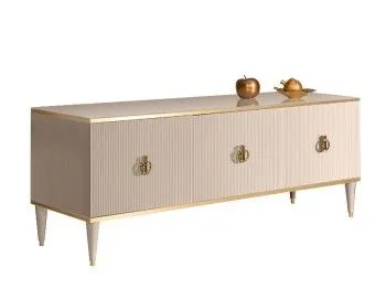 Тумба под телевизор (3 двери) Римини СОЛО (Латте/Золото) РМТ-2(s)