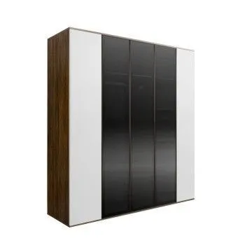 Шкаф 5-ти дв. Bogemia Woodline Air (Белый/Черный) БМШ2/5(3)