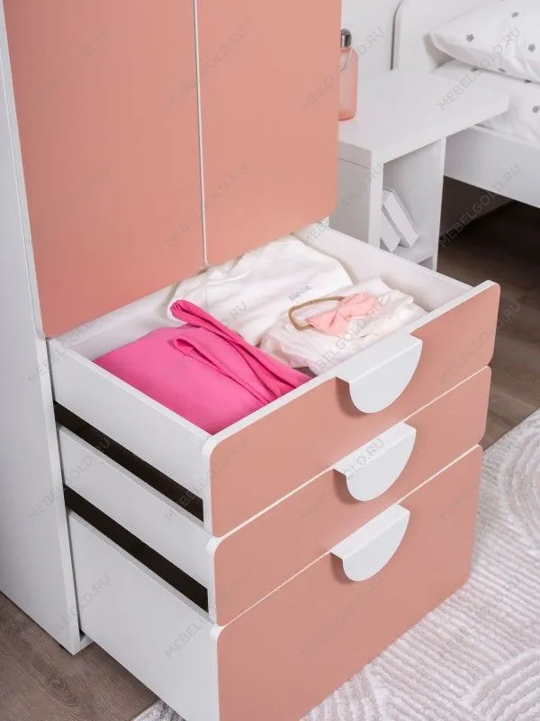 Шкаф распашной Пикси, с двумя дверьми, тремя выдвижными ящиками и полкой 60x57x180, мечтательный пион | изображение 2