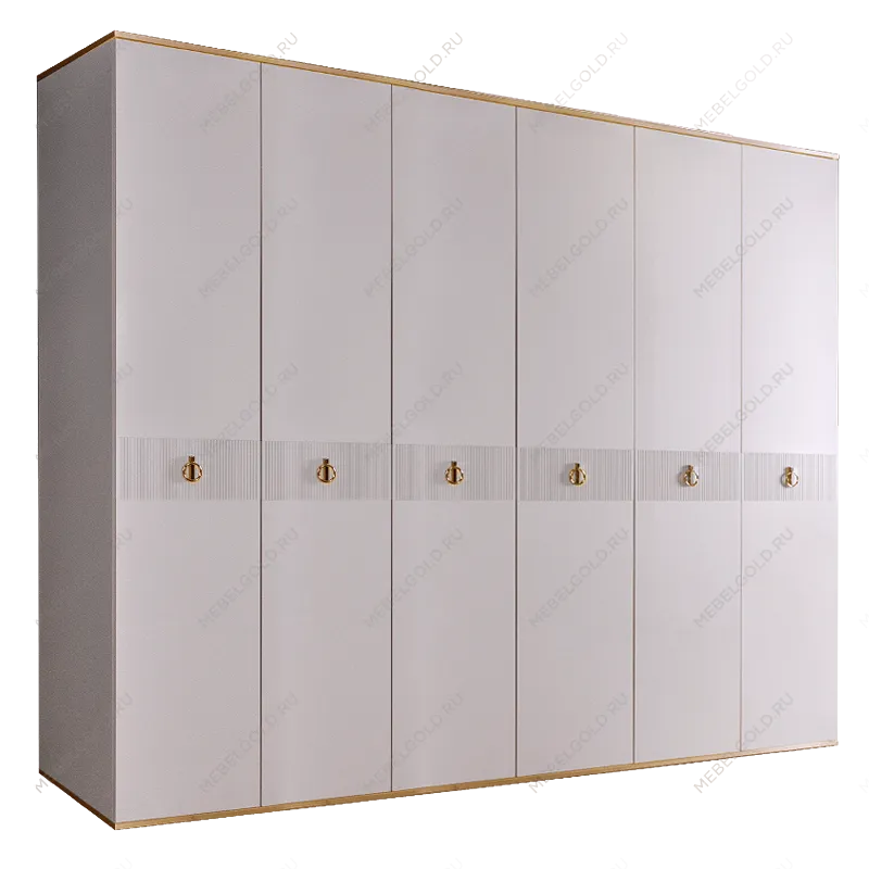 Шкаф 6-ти дверный Римини СОЛО (Белый/Золото) РМШ2/6(s)